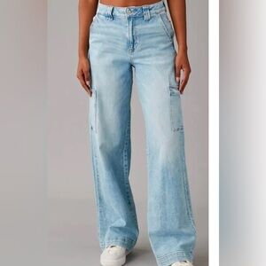 American Eagle Outfitters Light Wash Cargos X-Long Length